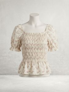 Floral Smocked Puff Sleeve Top