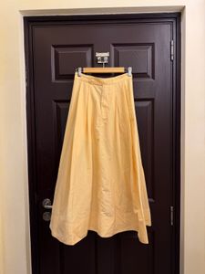 Light Yellow Pleated Maxi Skirt
