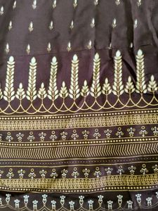 Elegant Dark Brown Anarkali Kurta with Golden Buti