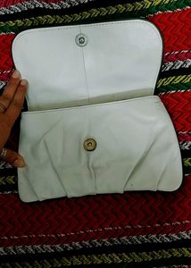 Imported Hand Made Leather White Clutch
