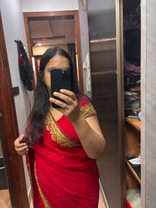 Elegant Red Saree with Golden Border
