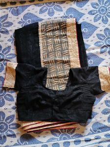 Black Georgette Saree with Gold Embellishments