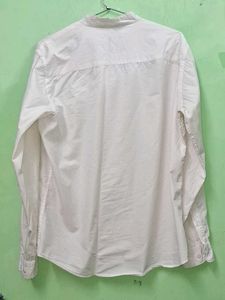 Men's White Band Collar Shirt 🤍