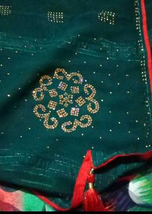 Embellished Emerald Green Saree