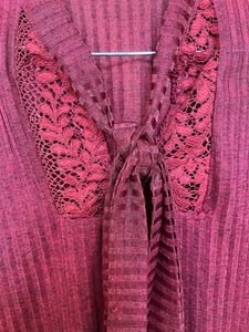 Maroon Ribbed Bell Sleeves Top