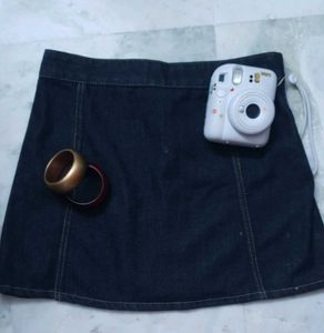 Denim Button-Front Mini Skirt