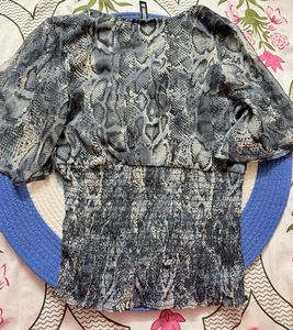 Stylish Snake Print Button-Up Top