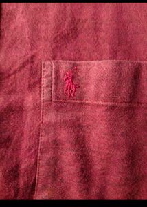 Men's Burgundy Long Sleeve Button-Up Shirt