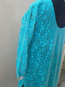 Turquoise Embroidered Kurta