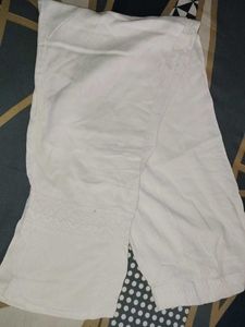 Peach Khadi Cotton Kurta Set with White Lace