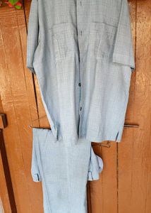 Men's Grey shirt pant both (safari shuit)