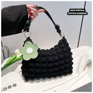 Cute Pink Puffed Handbag with Flower Charm