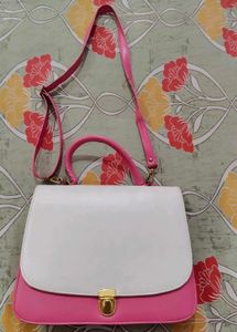 Chic Pink & White Crossbody Bag