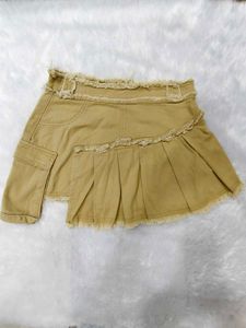 SHEIN Khaki Distressed Mini Skirt