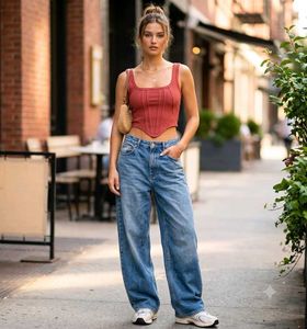 Stylish ribbed Corset Crop Top