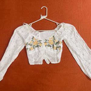 Floral Embroidered Lace Blouse
