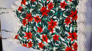 Floral Cami Top with Lace Trim