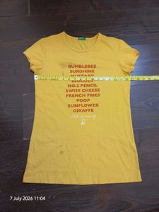 Benetton Yellow Graphic Tee