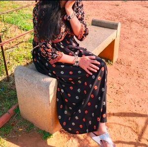 Rustorange A-line Gathered Dress