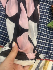 Sheer Geometric Print Button-Up Shirt