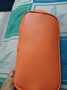 Vibrant Orange Faux Leather Pouch