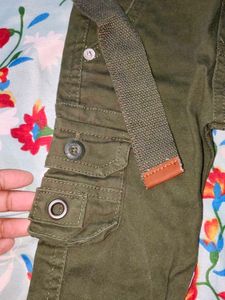 Olive Green Cargo Pants with Belt