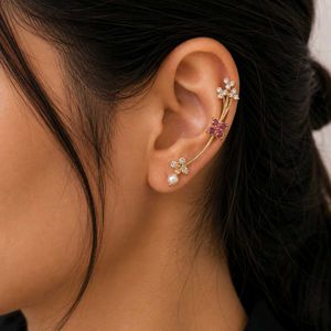 Elegant Floral Pearl Dangle Earrings