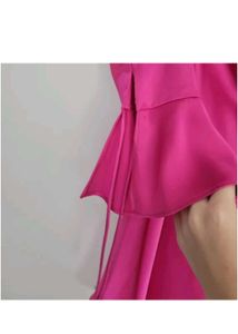 Hot Pink Tie-Front Mini Dress