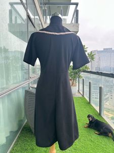Chic Black A-Line Dress with Sailor Collar