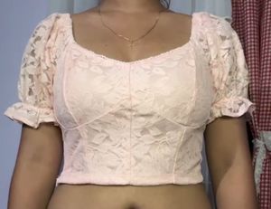 Pretty Pink Lace Puff Sleeve Top