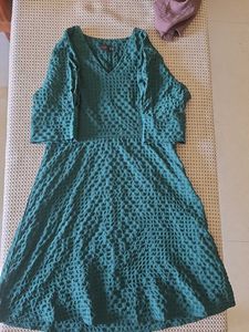 Stylish Teal Textured Midi Dress
