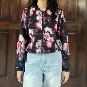 Korean Pinterest Floral Bomber Jacket