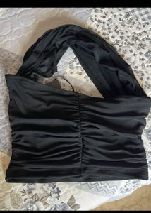 Black Halter Neck Crop Top