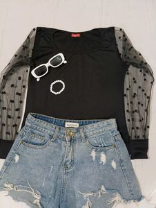 Black Polka Dot Top