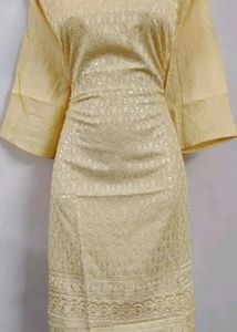 Cotton Blend Lemon Kurta