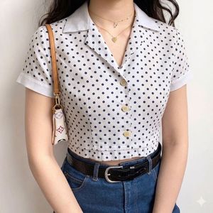 new with tag Cute Polka Dot Cropped Shirt