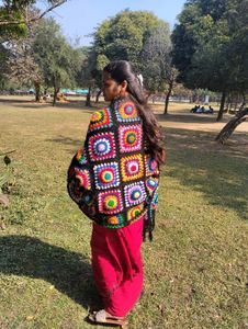 Colorful Crochet Granny Square Shawl