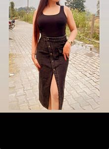 Trendy Denim Button-Front Midi Skirt