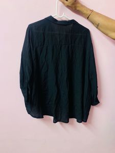 Black Oversized Button-Down Shirt