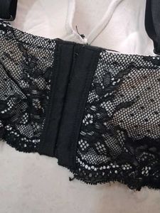 34C Black Lace Trim Padded Bra