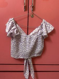 Cute Floral Tie-Front Crop Top