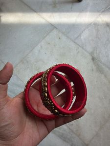 Vibrant Red Embellished Bangles