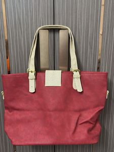 Red Tote Bag with Woven looking Straps