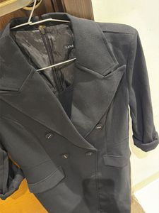 Chic Black Double-Breasted Blazer Dress