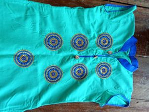 Embroidered Teal Kurta and pant set