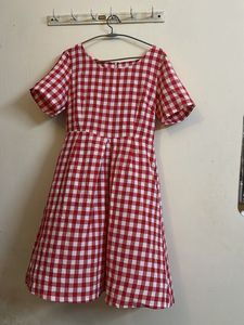 New Red Gingham Fit & Flare Dress