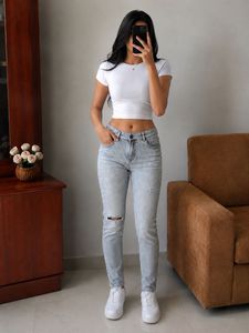 Light Wash Distressed Skinny Jeans