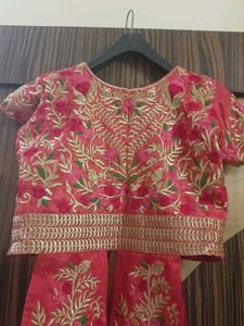 Embroidered Dark Pink Long Blouse with