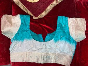 Beautiful Turquoise Saree with Tassels