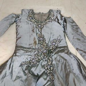 Grey Embellished Ethnic Gown for 12-14 year girl